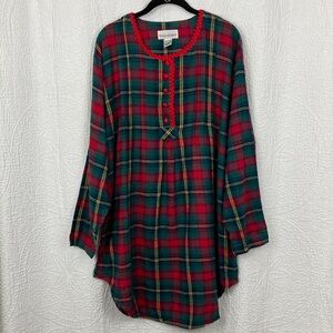 Bali Studio Women’s Red Plaid Flannel Sleep Dress sz Large